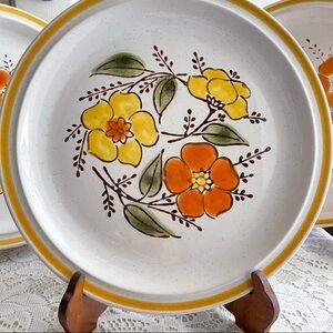 Charmcraft Interlude Stoneware Dinner Plate 10.5" Floral Japan Set Of 3